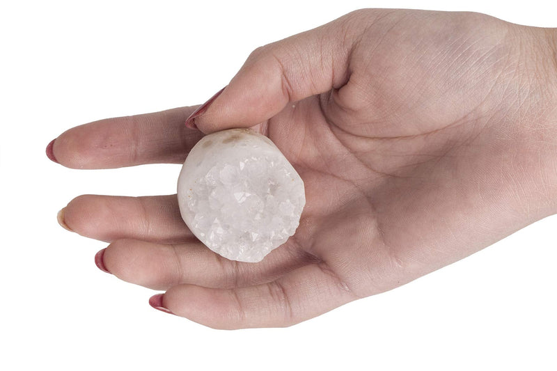 AMOYSTONE 2pcs Natural White Geode Stone Unique Knobs Small 1" Handle Pulls Thread Brass for Door Drawer, Bedroom Cabinet - NewNest Australia