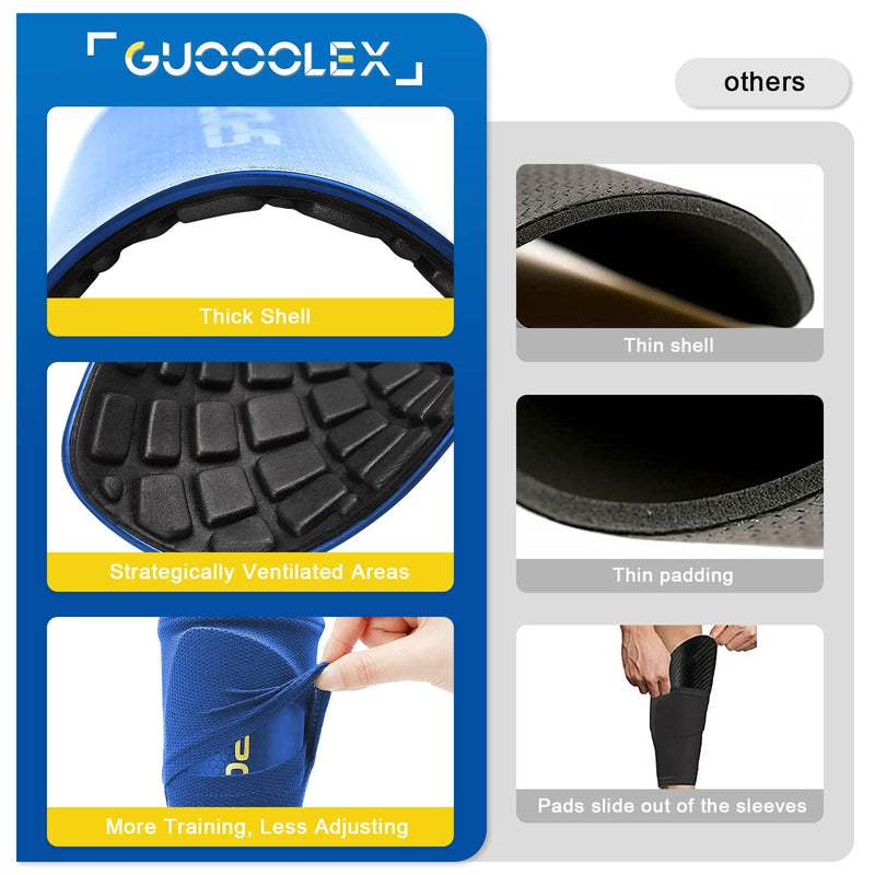 Shin Guards Soccer Youth, Shin Guards Kids with Upgraded Non-Slip Pockets Sleeves, Breathable Child Calf Cushioning Protective Gear for 3-15 Years Old Boys Girls Kids Teenagers blue Medium - NewNest Australia