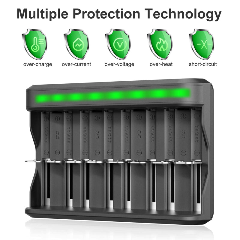 BONAI 8 Bay AAA AA SC C D Battery Charger, USB High-Speed Charging, Independent Slot, for Ni-MH Ni-CD Rechargeable Batteries… 8-BAY - NewNest Australia