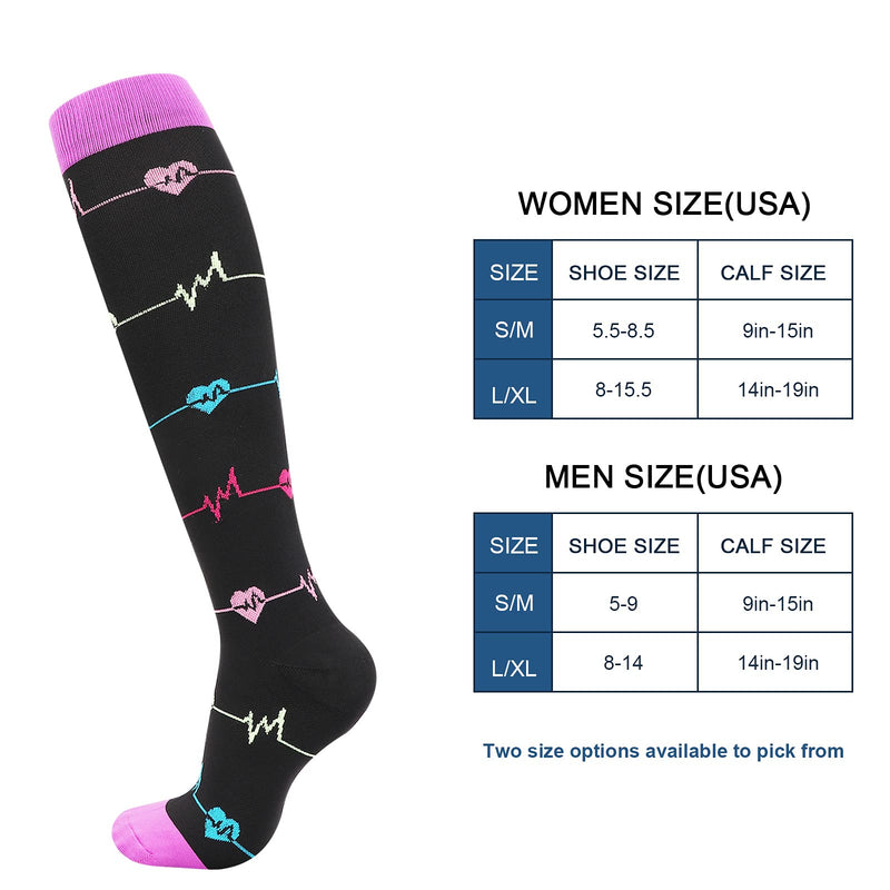 DRESHOW Compression Socks For Men & Women 3/7 Pairs is Best Support for Athletic,Running, Flight Travel,Cycling 3 Pack: Multicoloured B S-M - NewNest Australia
