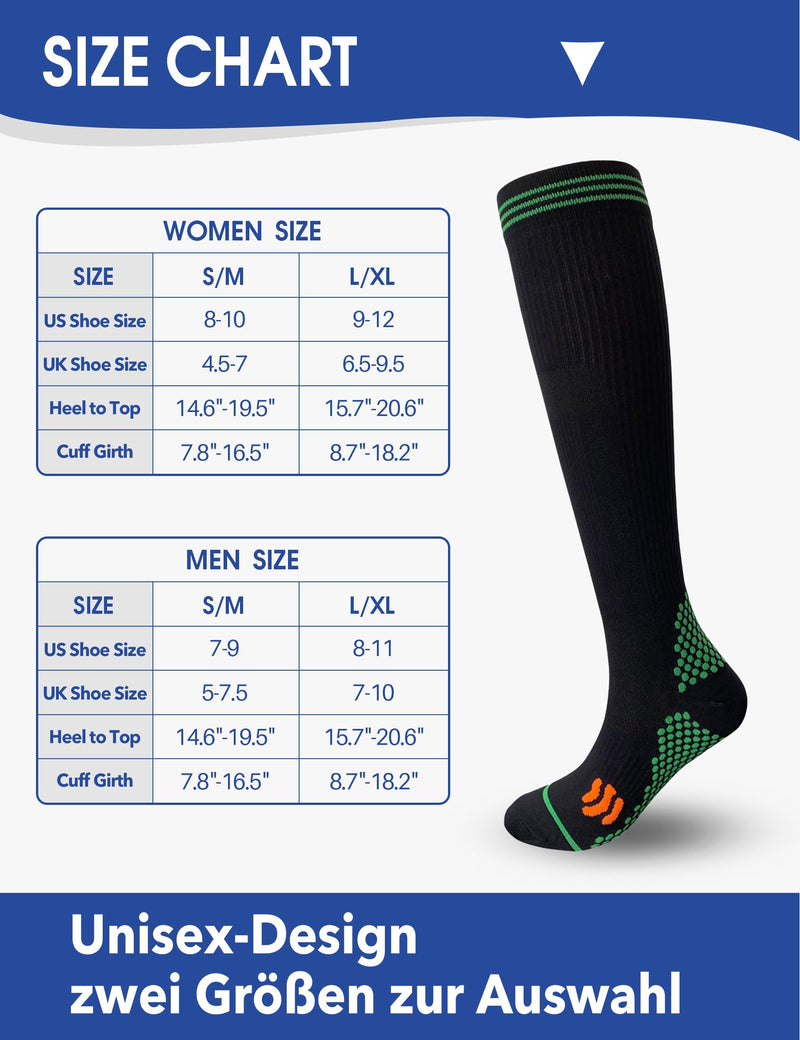 Kreori compression stockings for women and men, thrombosis stockings, compression socks for sports, flights, running, travel, cycling, pregnancy, nurse, 15-20 mmHg, SM, 1 pair, black - NewNest Australia
