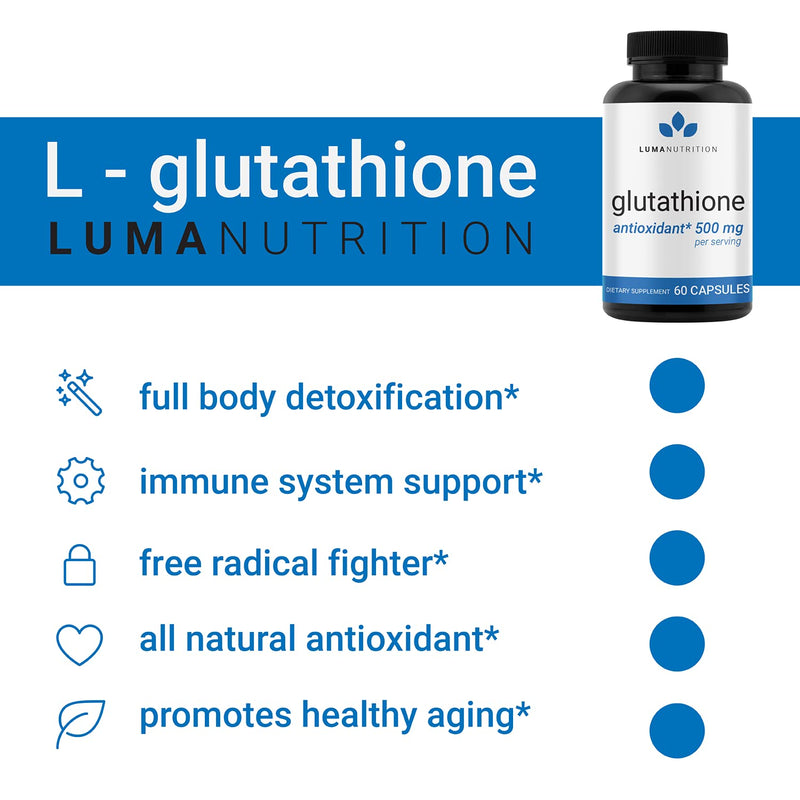 Premium Glutathione - Reduced Glutathione 500mg - Glutathione Supplement - L-Glutathione - Antioxidant Support - Liver Detox - 60 Capsules - NewNest Australia