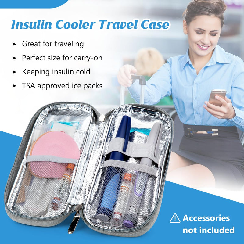 Insulin Cooler Bag with 2 Ice Packs - Diabetic Bag for Diabetic Supplies Keep Supplies Safe and Cold, Diabetes Accessories Pen Cooler Box When Traveling by YOUSHARES (Grey) 01 Grey - NewNest Australia