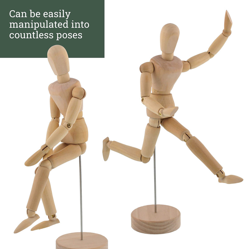 US Art Supply® Wood 8" Female - Artist Drawing Manikin Articulated Mannequin with Base and Flexible Body - Perfect for Drawing The Human Figure (8" Female) - NewNest Australia