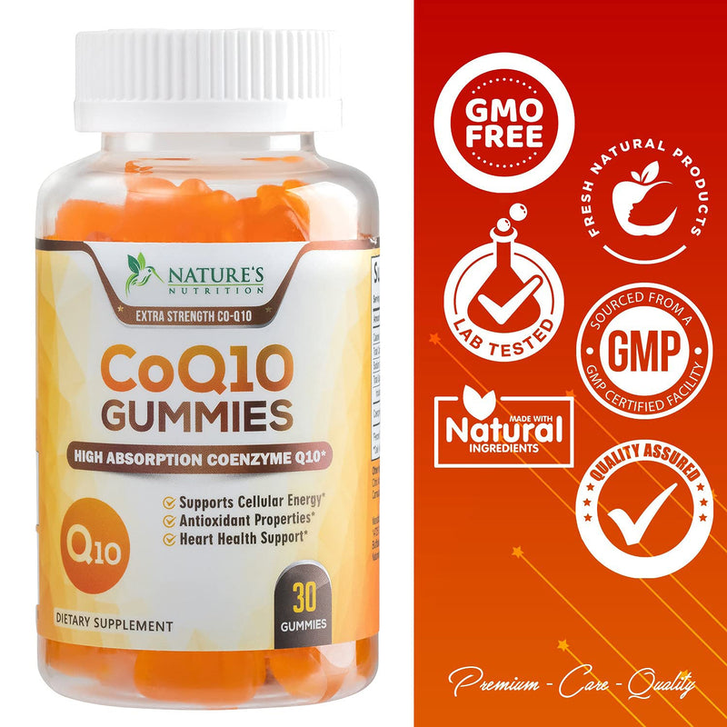 CoQ10 Gummies - Peach Gummy Vitamins with High Absorption Coenzyme Q10 100mg - Natural Antioxidant Dietary Supplement for Heart Health Support - 30 Gummies 30 Count (Pack of 1) - NewNest Australia