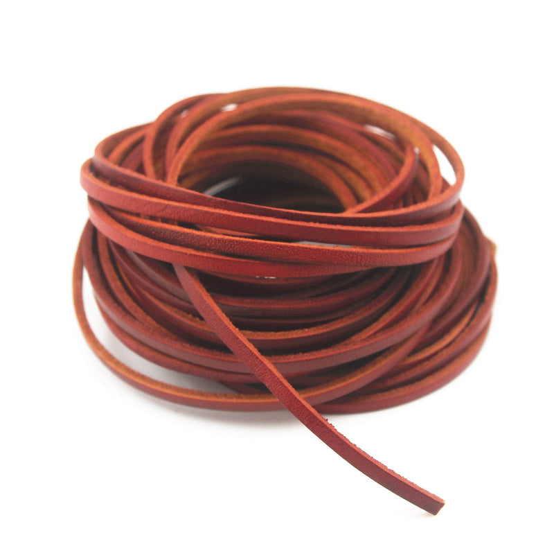Glory Qin 10 Yards Genuine Cow Hide Flat Leather Srip,Genuine Leather Cord Real Leather Craft for Jewelry Making LeatherRush (Distressed Brown, 3x2 mm) - NewNest Australia