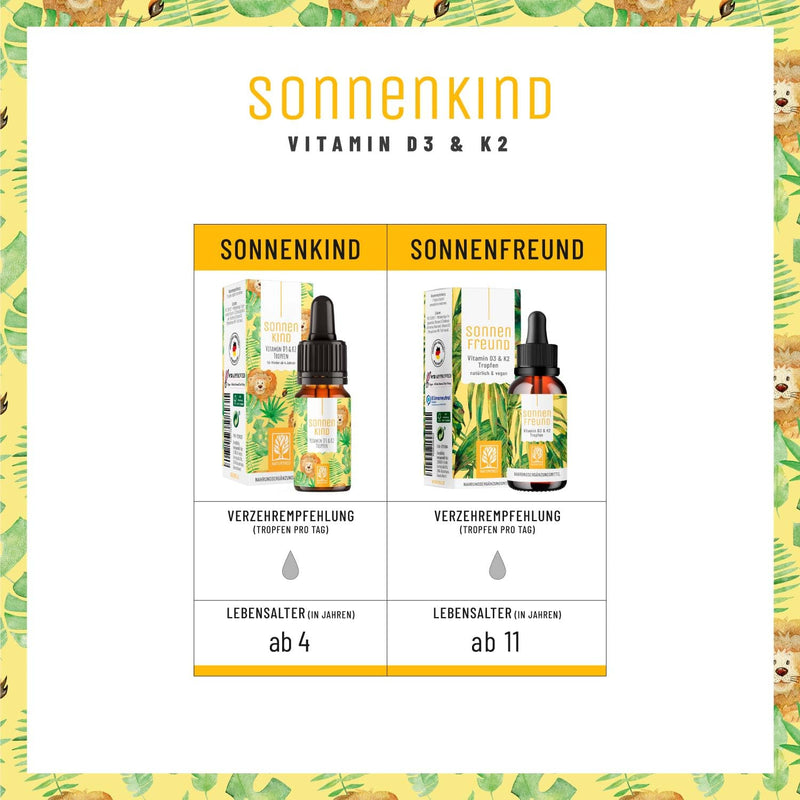Vitamin D3 K2 drops 100% vegan for 300 days - 500 IU vitamin D from lichen & 25μg vitamin K for children I vitamin drops - NewNest Australia