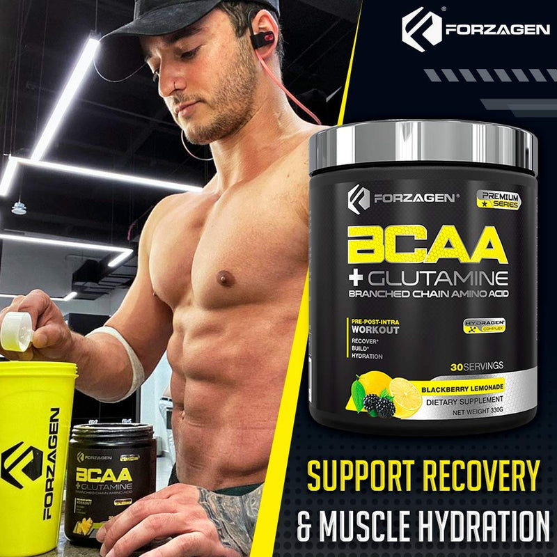 Forzagen BCAA Powder with Glutamine 30 Servings, Branched Chain Amino Acid Powder, Recovery Post Workout, Build, Hydration Available 4 Flavors (BlackBerry Lemonade) Blackberry Lemonade - NewNest Australia