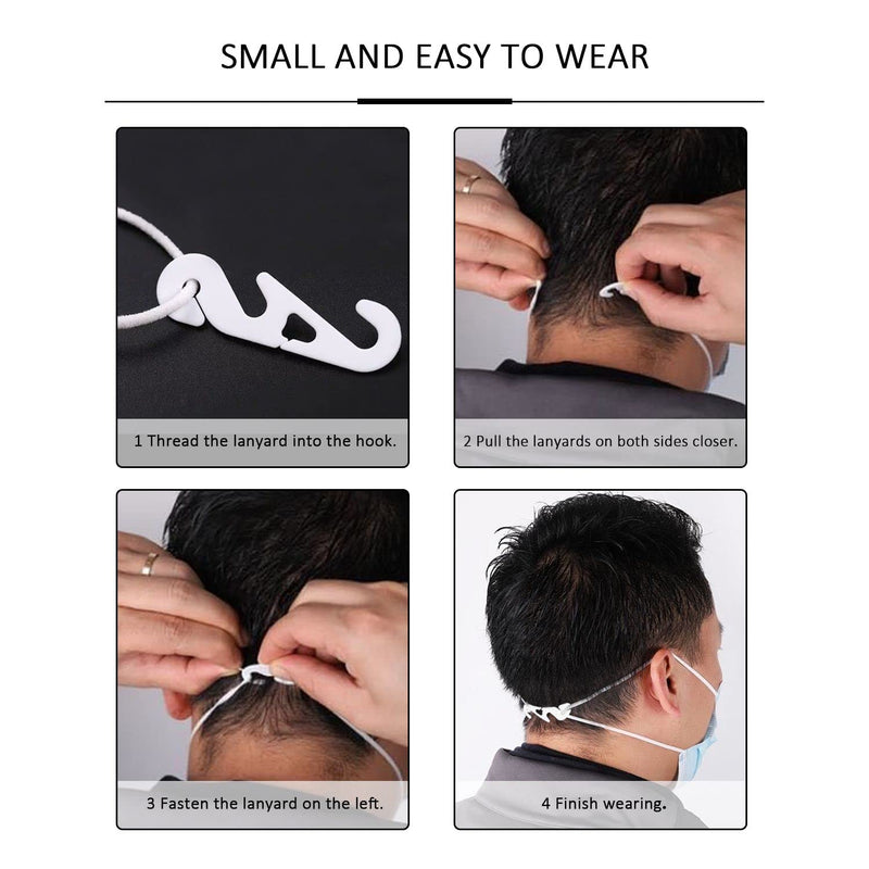 30Pcs Mask Ear Hooks, 3 Position Adjustable Ear Clips, Mask Extension Hooks for Ear Pain Relief, Earmuffs for Adults and Children, Black, White - NewNest Australia