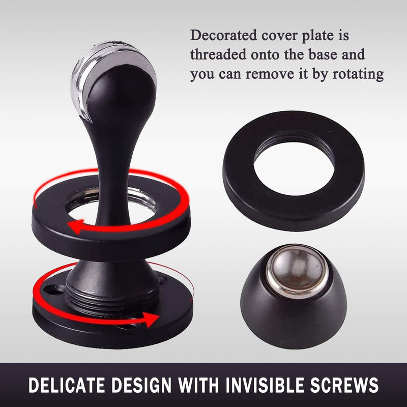 Magnetic Door Stops, Door Stopper Stainless Steel Magnetic Doorstop Brushed Satin Nickel, Black Wall Floor Mounted Door Holder Door Catch for Bedroom Bathroom Kitchen Home Office 1 Pack - NewNest Australia