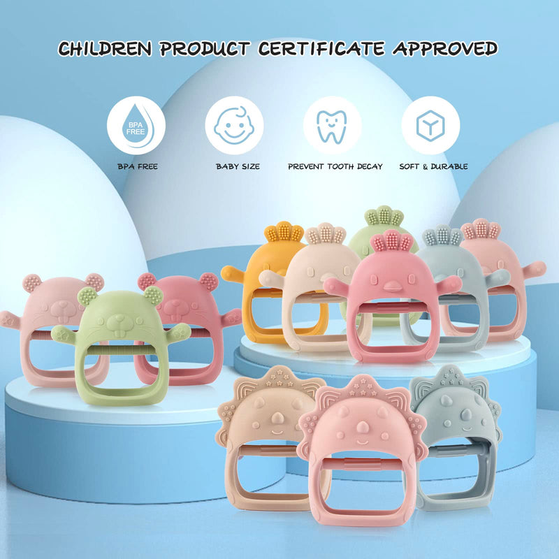 Baby Teething Toys For 3+ Months, Baby Crouching Toys For Suction Needs, Easy-To-Arouse Shapes With Soft Texture For Sensory Exploration And Itch Relief During Child'S Play Olive&Dusty Blue&Mango - NewNest Australia