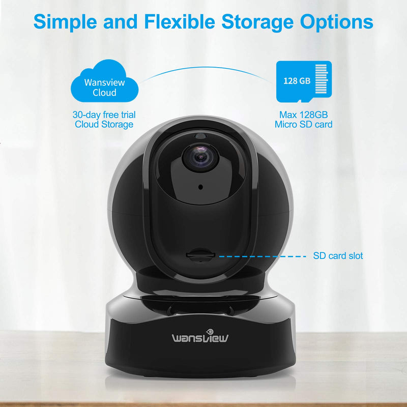 wansview Wireless Security Camera, IP Camera 1080P HD, WiFi Home Indoor Camera for Baby/Pet/Nanny, Motion Detection, 2 Way Audio Night Vision, Works with Alexa, with TF Card Slot and Cloud Black - NewNest Australia