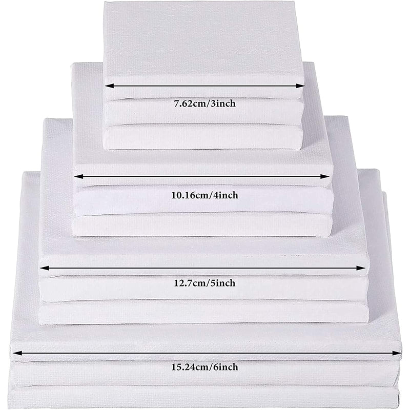 12 Pieces Assorted Size Mini Art Canvas Stretched for Craft Painting Drawing (3 Inches, 4 Inch, 5 Inch, 6 Inch) 3 Inches, 4 Inch, 5 Inch, 6 Inch - NewNest Australia