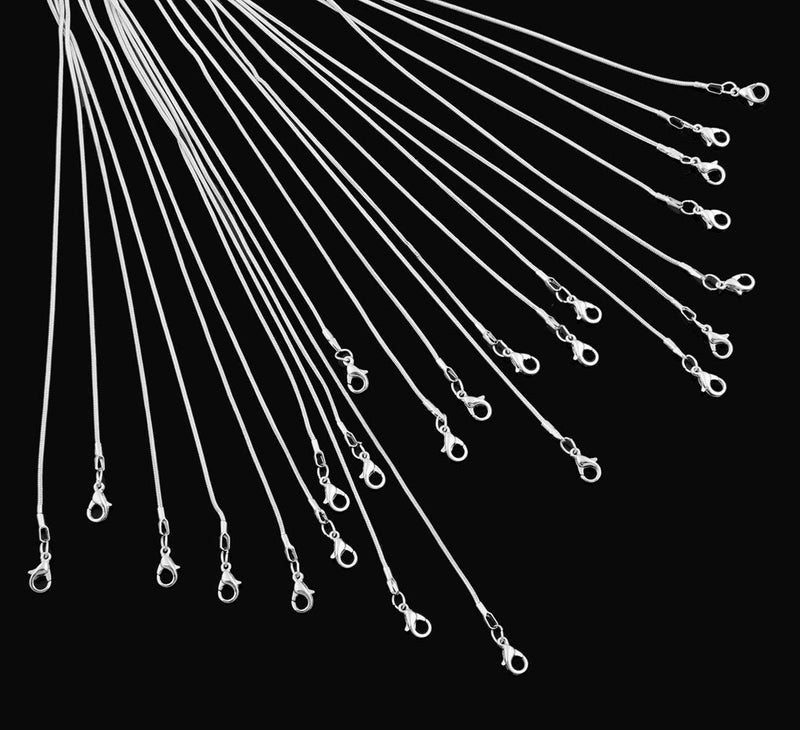 Snake Chains Necklace 24pcs 925 Silver Plated 1.2mm DIY Charms Link with Lobster Clasps for Jewelry Making (16 inch) 16 inch - NewNest Australia