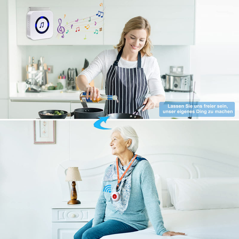 Chunhee Emergency Call Button For Seniors / Seniors Emergency Call / Home Emergency Call Internal 150 M Sos Alarm Wireless For Caregivers Patient Elderly Receiver X 1 + Call Button X 2 - NewNest Australia