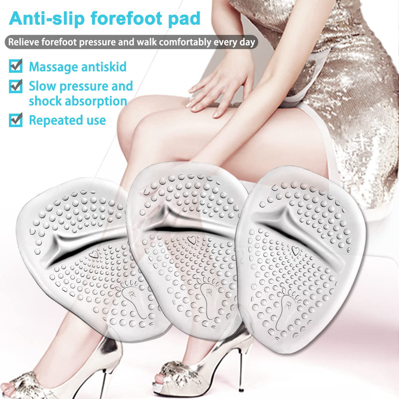 Fuyamp 3 Pairs Gel Insoles for High Heels, Metatarsal Pads Shoe Insoles High Heel Pads Foot Relief Pads, Soft Gel Pads Heel Inserts Foot Gel Pads Cushions Gel Cushions for Women Shoes Heels(Clear) Clear - NewNest Australia