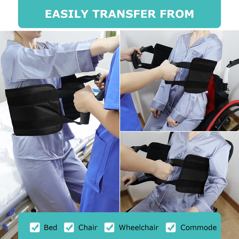 [LOSCHEN] 80cm Transfer Belt for Patient,Padded Bed Transfer Nursing Sling for Disabled, Elderly, Seniors, Injured-Safely Move from Car, Wheelchair, Bed(Black) Black - NewNest Australia