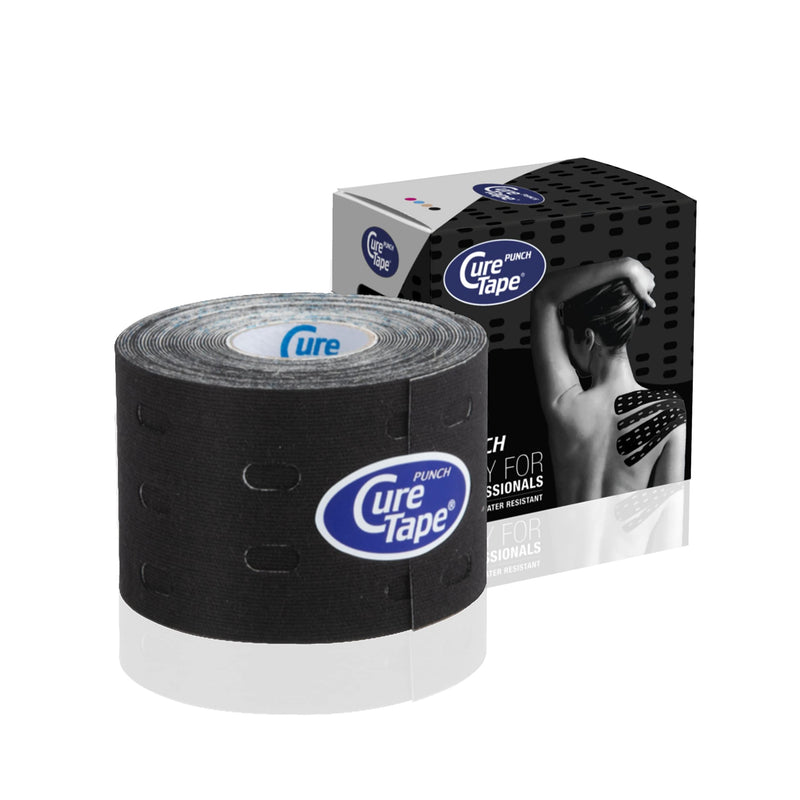 Curetape Punch Black | Kinesiology Tape With Extra Elasticity And Ventilation | Kinesio Tape For Joint, Knee, Ankle And Shoulder Pain | Waterproof And Latex-Free Kinesio Tapes | 5Cm X 5M - NewNest Australia