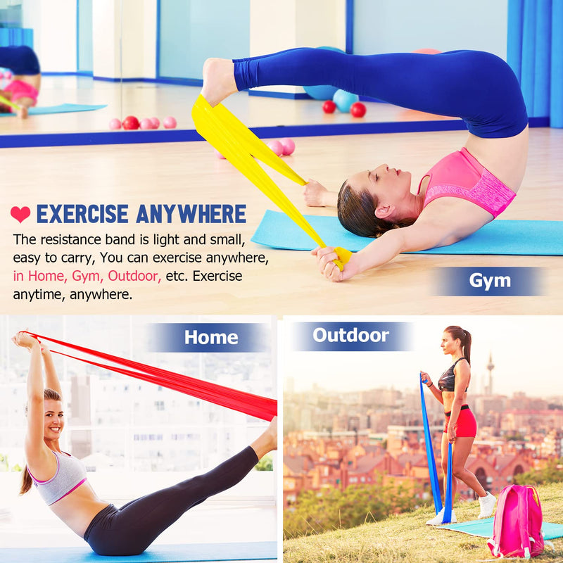 RENRANRING Resistance Bands Set - Exercise Bands for Physical Therapy, Yoga, Pilates, Rehab and Home Workout, Non-Latex Elastic Bands (Set 3) (Yellow,Red,Blue, 4.9FT) - NewNest Australia