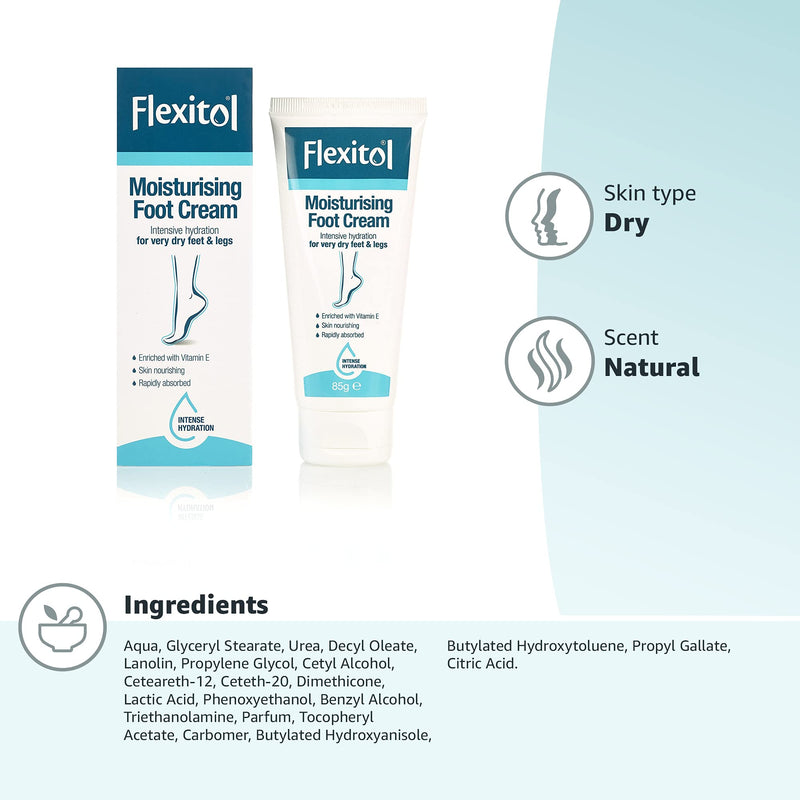 Flexitol Moisturising Foot Cream, Provides Intensive Hydration for Very Dry Feet and Legs – 85g - NewNest Australia