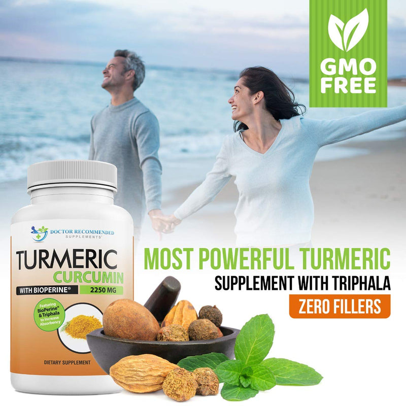 Turmeric Curcumin - 2250mg/d - Veggie Caps - 95% Curcuminoids with Black Pepper Extract (Bioperine) - 750mg Capsules - 100% Organic - Most Powerful Turmeric Supplement with Triphala (180 Count) 180 Count (Pack of 1) - NewNest Australia