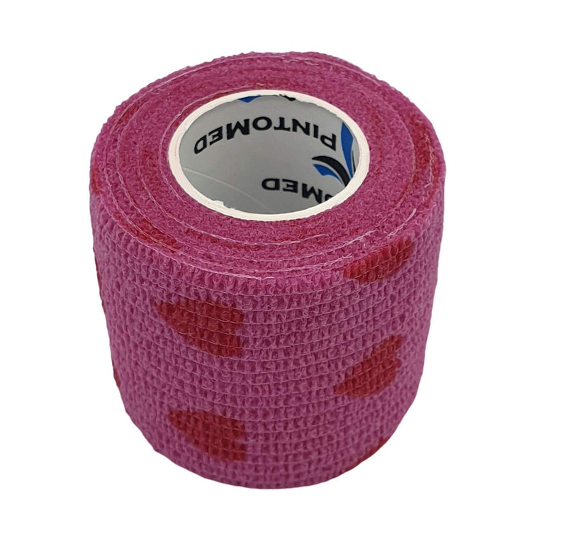 Pintomed Self-Adhesive Bandage, Stretched, 3 X Pink + 3 X Pink With Red Hearts, Bandages Rolls, 5 Cm X 4.5 M, Cohesive Bandage, Bandage, Fixing Bandage, Health Plaster, Sports Tape; Piece For Wrist - NewNest Australia