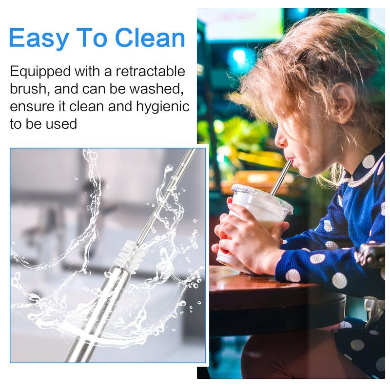 3Packs Stainless Steel Straws Reusable Telescopic Straws 22.5cm Portable Metal Drinking Straws Collapsible Straws with 3 Telescopic Cleaning Brush and Key Ring Case for Travel Home Office(3 Colors) Style 1 - NewNest Australia