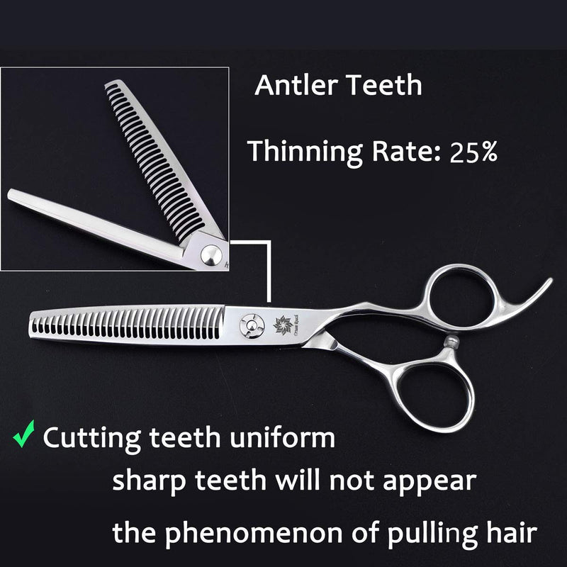 Dream Reach 6" Professional Hair Cutting Scissors Japan 440C Steel Thinning Scissor for Men/Women Cutting for Salon/Barber/Home (Antler Teeth 01) Antler Teeth 01 - NewNest Australia