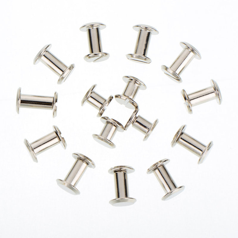 TecUnite 75 Pieces Screw Post Metal Chicago Screws Binding Screw Leather Screw Nail Rivet Button Solid Belt Tack Screw, 1/4, 3/8 and 1/2 Inch, Silvery - NewNest Australia