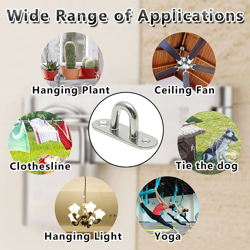 8 Pcs 1.8 Inch 304 Stainless Steel Ceiling Hooks Pad Eyes Plate Marine Hardware Hooks with Screws 1.8 x 0.6 Inch - NewNest Australia
