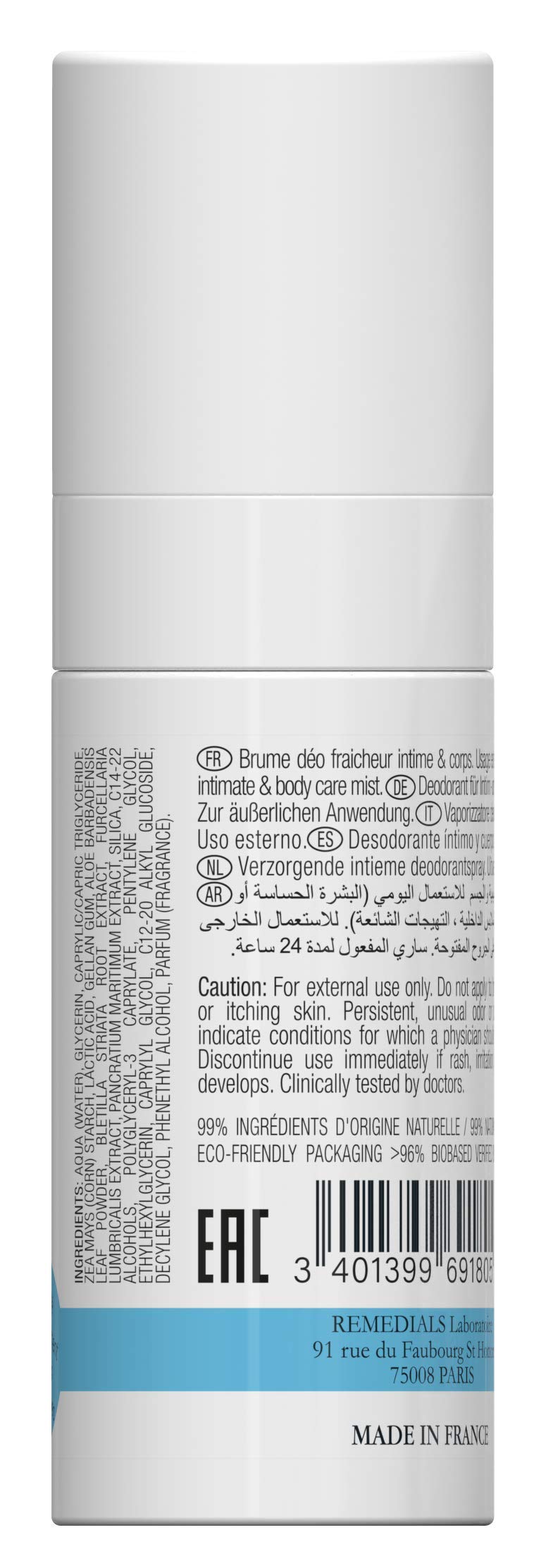 WOMAN ESSENTIALS BRUME DEO&SOIN - 24-hour Deodorizing Care Mist for Body & Intimate Use - Dry, sensitive or shaved skin - 35 ml spray. 99% Natural Ingredients. Made in France. - NewNest Australia