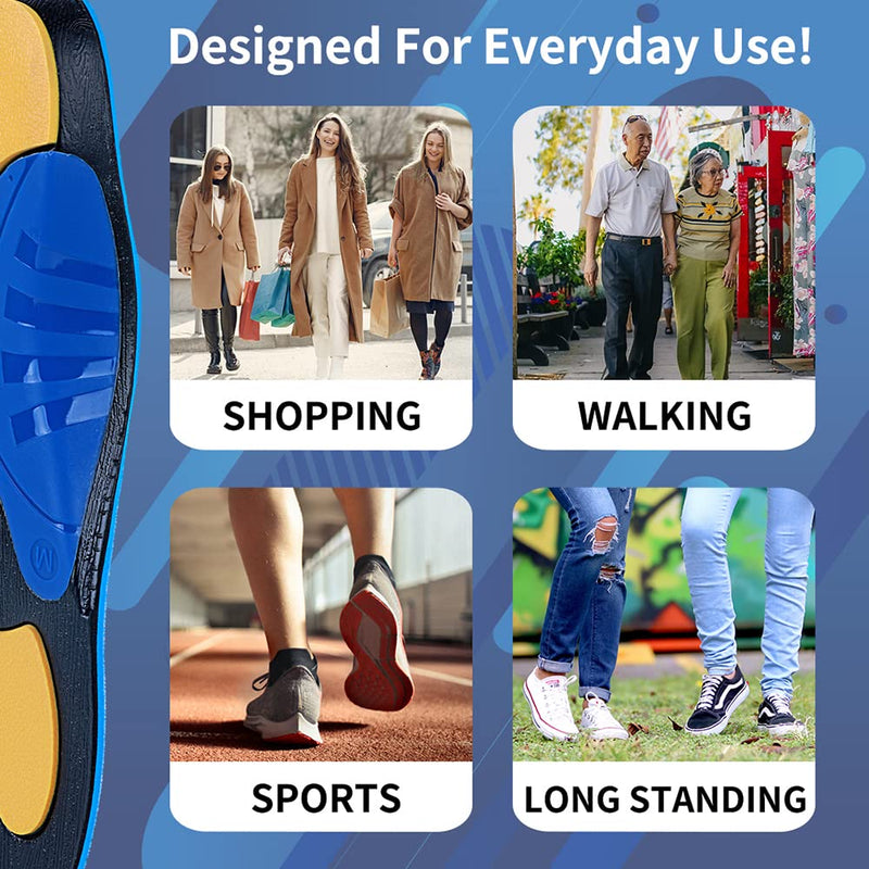 TOPSOLE Orthotic Insoles Plantar Fasciitis Insoles Arch Support Insoles for Flat Feet,Foot Pain, High Arches,OverPronation,Metatarsalgia,Heel Pain, Insoles for Men and Women UK-12-30.5cm Blue - NewNest Australia