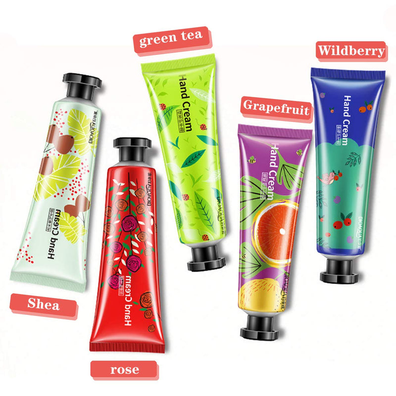 5 Pack Fruits Extract Fragrance Hand Cream,Moisturizing Hand Care Cream Travel Set with Shea Butter For Men And Women-30ml (Style-2) - NewNest Australia