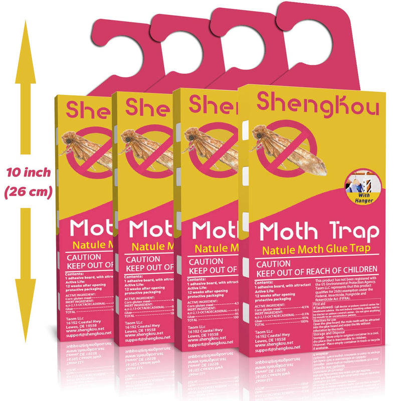 NewNest Australia - ShengKou Moth Traps for Clothes Moth | 4-Pack | Refillable | Safe and Odor-Free Natural Traps | Attractant Case-Making, Carpet, Webbing Moth, Wool Moth Closet Clothing Essentials Effective Guaranteed 