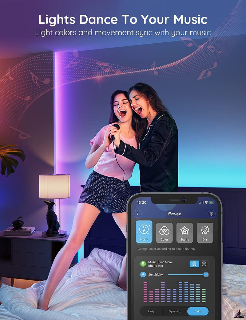Govee RGB LED Strip Lights, 16.4ft Bluetooth LED Lights with App Control, Color-Changing, 64 Scenes and Music Sync LED Lights for Bedroom, Room, Kitchen, Party, ETL Listed Adapter - NewNest Australia