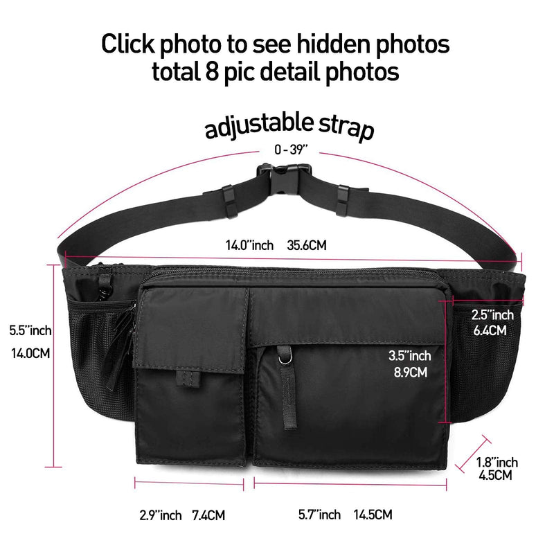 Large Waterproof Black Waist Bag Fanny Pack For Men Women Belt Bag Pouch Hip Bum Bag Chest Bag with Adjustable Strap, Premium Lightweight Fanny Pack For Gym Fitness Workout Travel Work Commuting - NewNest Australia