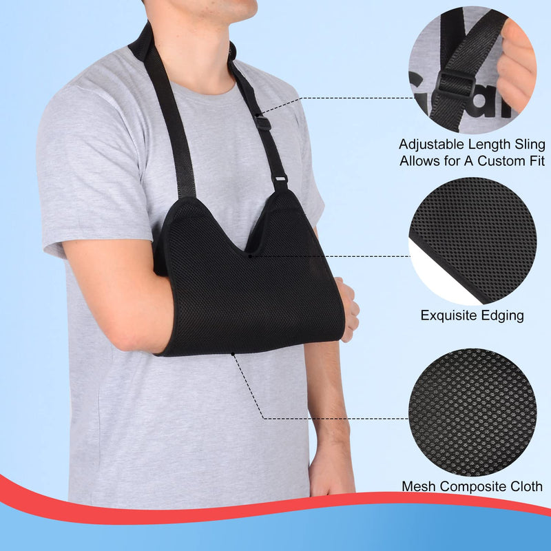 supregear Mesh Arm Sling with Soft Shoulder Cushions, Adjustable Breathable Shoulder Immobilizer Shower Arm Sling Lightweight Medical Shoulder Elbow Support for Women Men, Fits Left/Right Arm, Black - NewNest Australia