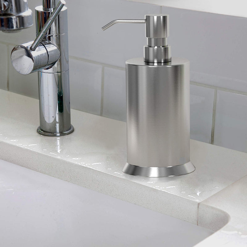 nu steel NP6H Newport Collection Liquid Soap & Lotion Dispenser Pump for Bathroom or Kitchen Countertops, Metal Pewter Finish, Brushed Stainless - NewNest Australia