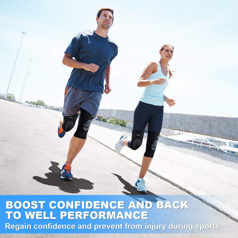 2 Pack Knee Support for Women and Men, Breathable Anti-Slip Compression Sleeve, Knee Brace for Arthritis, Joint Pain, Tendonitis, Meniscus Tear, Ligament Injury, Running (L: 42-47cm) L:42-47cm - NewNest Australia