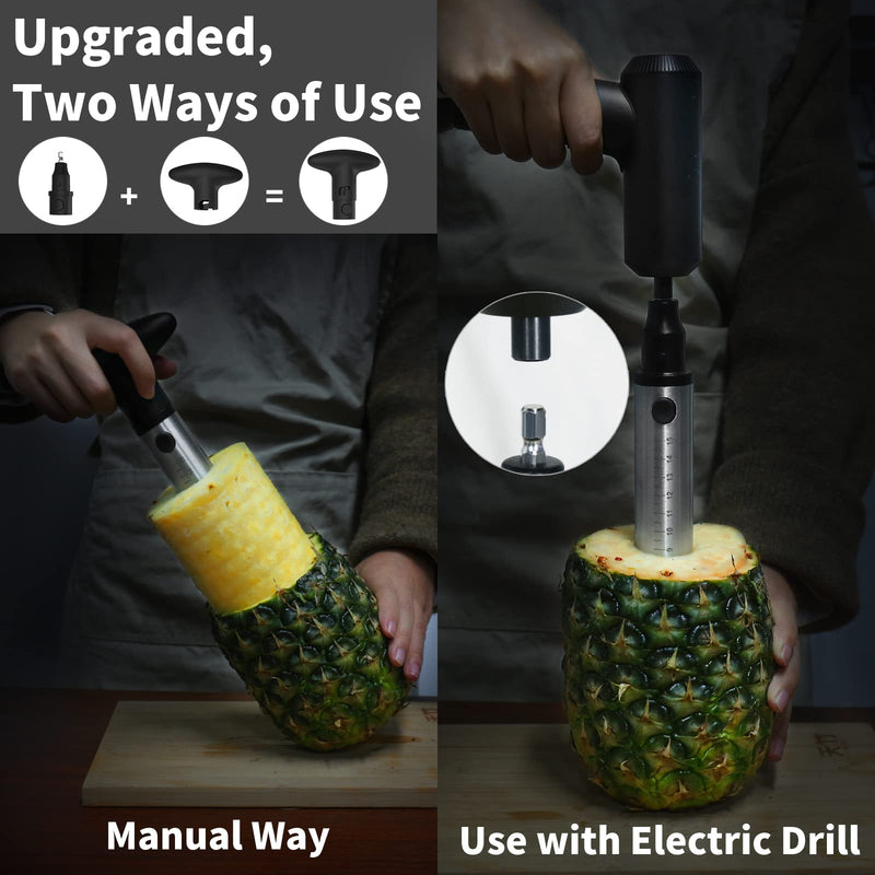 Newness Pineapple Corer Cutter, [Upgraded, Electric & Manual] Stainless Steel Fruit Pineapple Slicer with Electric Drill Accessory [Easier & Faster], Durable Pineapple Core Remover Kitchen Tool - NewNest Australia