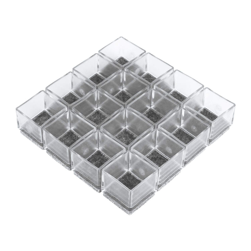 Anwenk 1''x1" Square Chair Leg Floor Protectors with Felt Pads 1inch 1 in Square Table Leg Protectors Chair Leg Caps Small, 16Pack,Clear 16Pack 1"x1"FeltPad - NewNest Australia