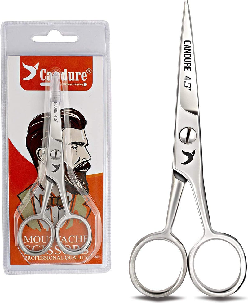 Candure Hair Scissors Mustache Beard Nose & Ears Scissors Stainless Steel Hair Cutting Professional Mustache Scissors and Nose Hair Cutting Scissors, Safety Use for Eyebrows, Eyelashes - NewNest Australia