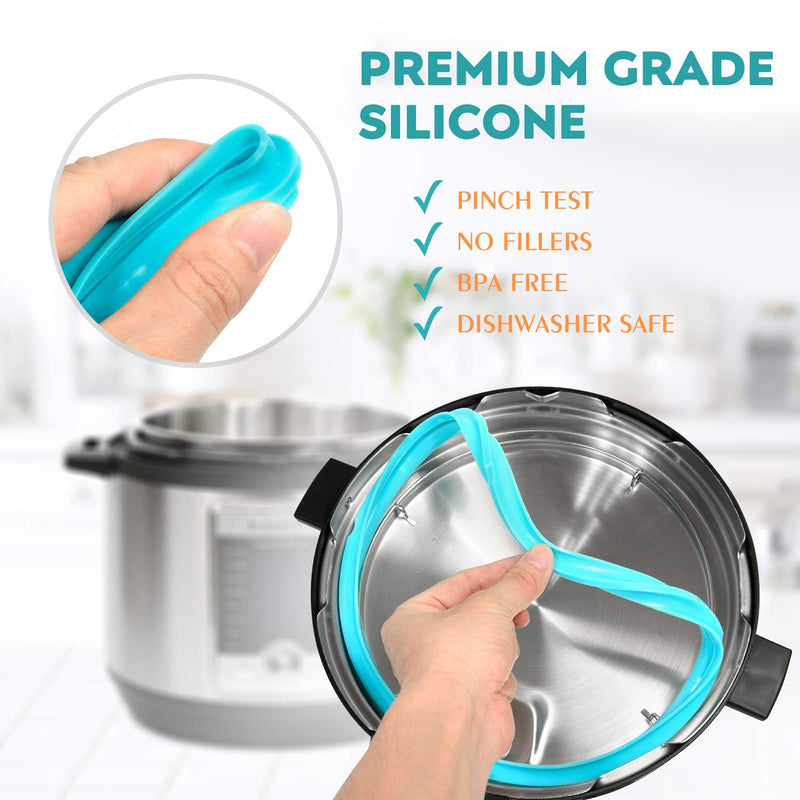 Silicone Sealing Ring, 3 Pack, Savory Sky Blue & Sweet Cherry Red & Common Transparent White, Fit for 5qt / 6qt 5/6qt - NewNest Australia