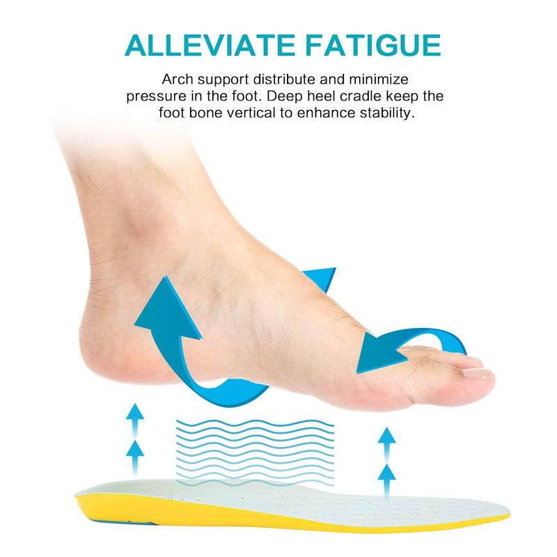 MOISO Memory Foam Orthotic Insoles for Plantar Fasciitis with Arch Support Shock Absorption Metatarsal Pad Stoma Design for Men & Women 8-10.5 UK Women / 7.5-10 UK Men Yellow - NewNest Australia