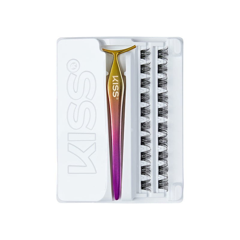 KISS imPRESS Press-On Falsies Eyelash Clusters Kit, Voluminous, Black, Fuss Free, Invisible Band, Natural, 24 Hours, No Damage, No Sticky Residue, Gorgeous, Flawless, Quick & Easy | 20 Clusters - NewNest Australia