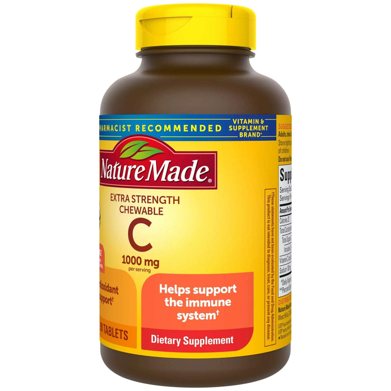 Nature Made Extra Strength Vitamin C Chewable 1000mg, for Immune Support, Antioxidant Support, Supports Iron Absorption and Collagen Synthesis for Skin Health, 90 Count - NewNest Australia