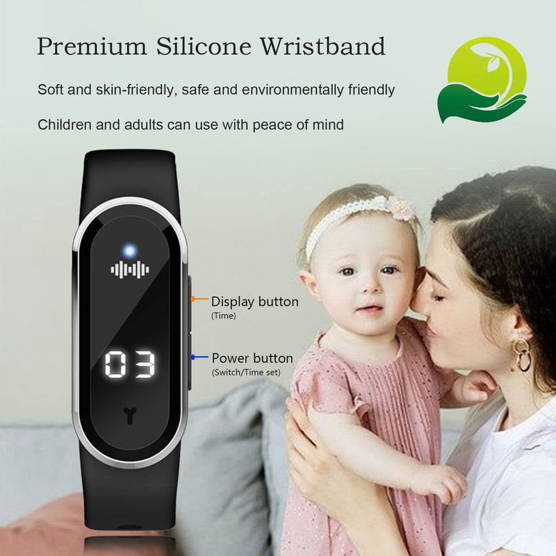 Mosquito Repellent Bracelets Ultrasonic Anti-Mosquito Wristband Electronic Repeller Bands Watch Pest Control Insect Guards USB Charging/Waterproof for Children and Adults (Black) Black - NewNest Australia