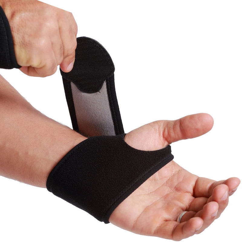 Neotech Care Wrist Band - Elastic & Breathable Fabric - Adjustable Compression Strap - Men, Women, Right or Left - Support Wrap for Protection or Sports - Black Colour (Size M, 1 Pair) 2 - NewNest Australia