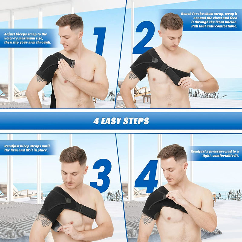 Flow fire Adjustable Shoulder Support Brace for Men and Women, Shoulder Strap Support for Shoulder Relief Pain, Rotator Cuff Support Fits Left and Right L-XL - NewNest Australia