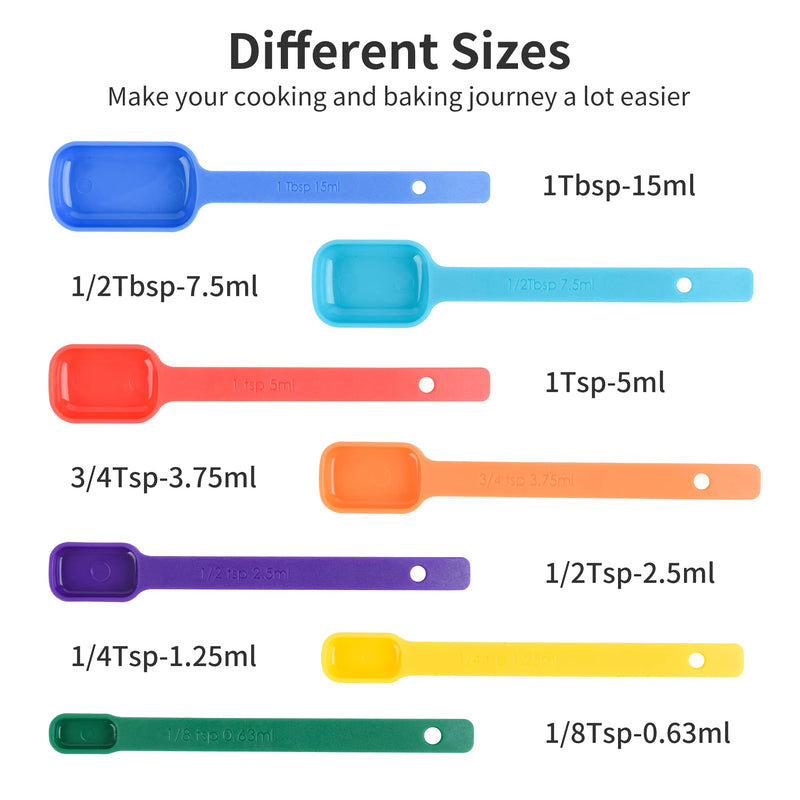 Plastic Measuring Cups and Spoons Set, Mixing Color Measurement Cups Spooons Set for Baking and Cooking, Kitchen 7 Measure Cups and 7 Spoons Set with Leveler A: 7cups+7spoons+1leveler-Mxing Color - NewNest Australia